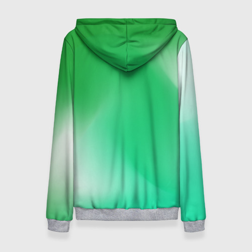 Женская толстовка 3D с принтом Градиент зеленый, вид сзади #1