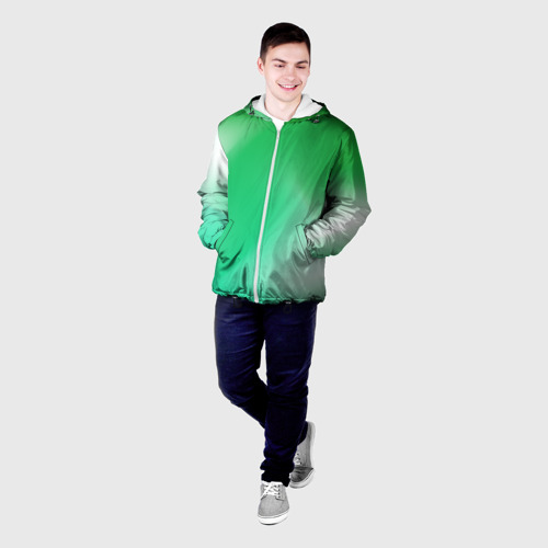 Мужская куртка 3D с принтом Градиент зеленый, фото на моделе #1