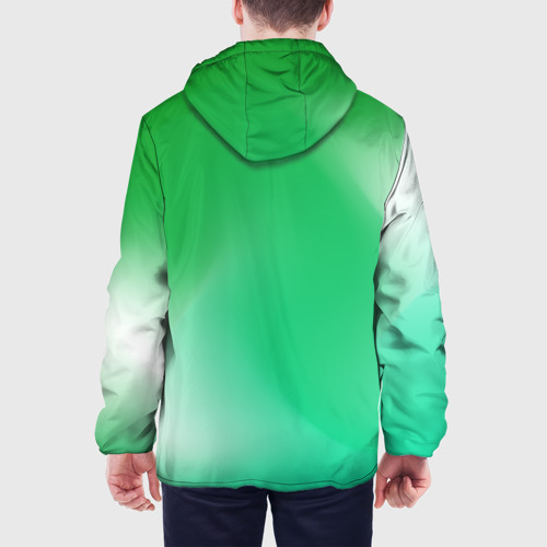 Мужская куртка 3D с принтом Градиент зеленый, вид сзади #2
