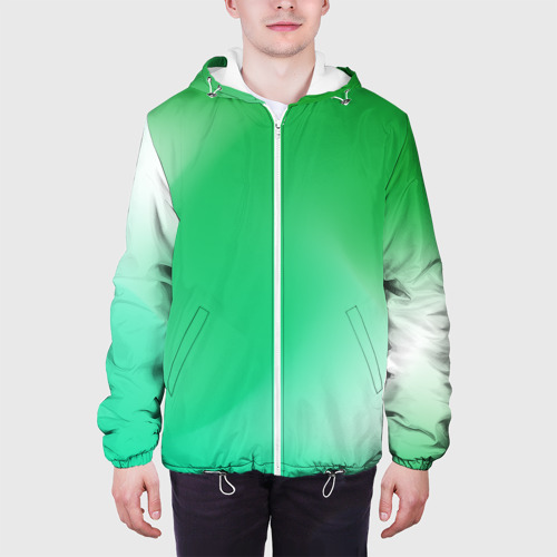 Мужская куртка 3D с принтом Градиент зеленый, вид сбоку #3