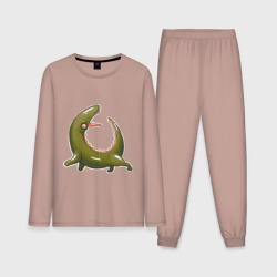Мужская пижама с лонгсливом хлопок Арбузный крокодил