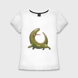 Женская футболка хлопок Slim Арбузный крокодил