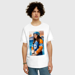 Мужская футболка хлопок Oversize Мона Лиза - крайний нападающий - фото 2