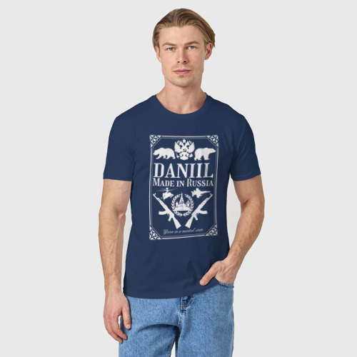Мужская футболка хлопок Даниил made in Russia, цвет темно-синий - фото 3