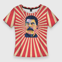 Женская футболка 3D Slim Сталин полигональный