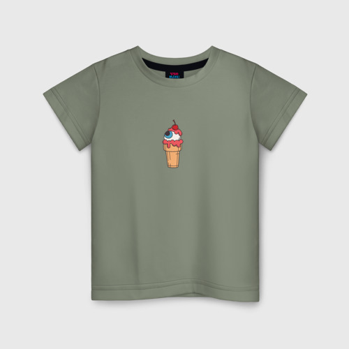 Детская футболка хлопок Глаз в стаканчике для мороженого, цвет авокадо