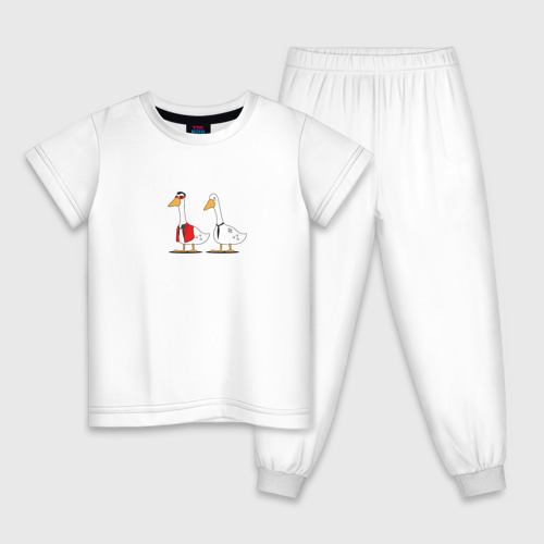 Детская пижама хлопок Бойцоский гусь, цвет белый