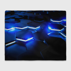 Плед 3D Металлические соты с синей подсветкой