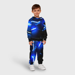 Детский костюм с толстовкой 3D Металлические соты с синей подсветкой - фото 2