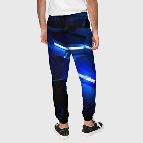 Мужские брюки 3D Металлические соты с синей подсветкой, цвет 3D печать - фото 5