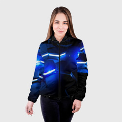 Женская куртка 3D Металлические соты с синей подсветкой - фото 2