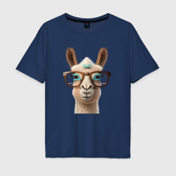 Мужская футболка хлопок Oversize Умная лама в очках