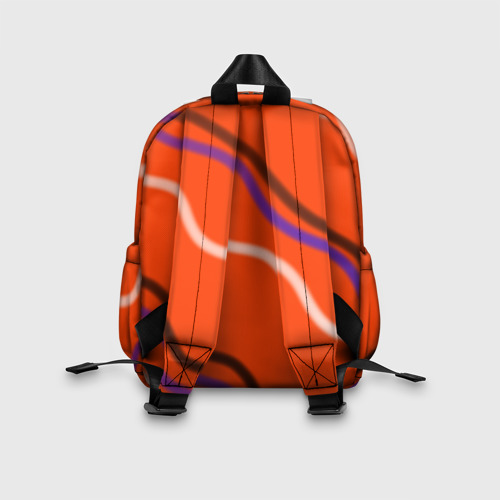 Детский рюкзак 3D с принтом Красный фон и волны, вид сзади #2