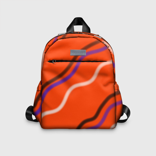Детский рюкзак 3D с принтом Красный фон и волны, вид спереди #2