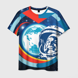 Мужская футболка 3D Первый космонавт Юрий Гагарин