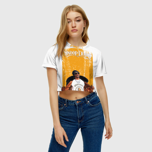 Женская футболка Crop-top 3D Американский рэппер Snoop Dogg, цвет 3D печать - фото 3