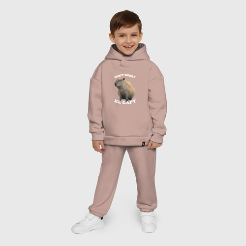 Детский костюм хлопок Oversize Don't worry be capy, цвет пыльно-розовый - фото 9