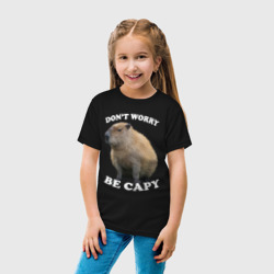 Детская футболка хлопок Don't worry be capy - фото 2