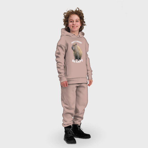 Детский костюм хлопок Oversize Don't worry be capy, цвет пыльно-розовый - фото 3