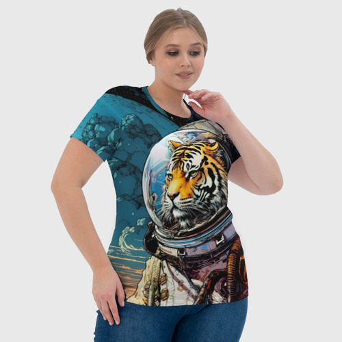 Женская футболка 3D Тигр космонавт на далекой планете, цвет 3D печать - фото 6