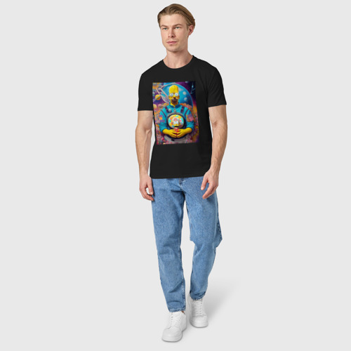 Мужская футболка хлопок с принтом Гомер Симпсон и Мэгги - фантазия, вид сбоку #3