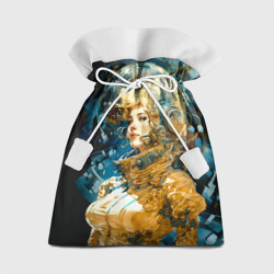 Подарочный 3D мешок Блондинка космонавт в золотом скафандре