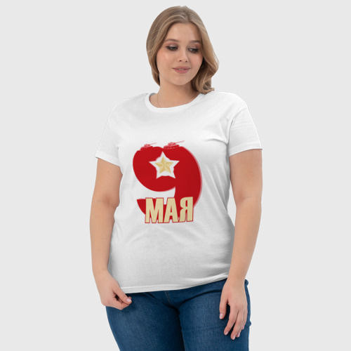 Женская футболка хлопок 9 мая танки в бой, цвет белый - фото 6