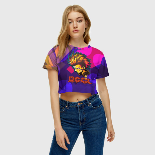 Женская футболка Crop-top 3D Панк      зомби, цвет 3D печать - фото 3