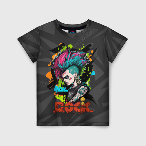 Детская футболка 3D Девушка    панк, цвет 3D печать