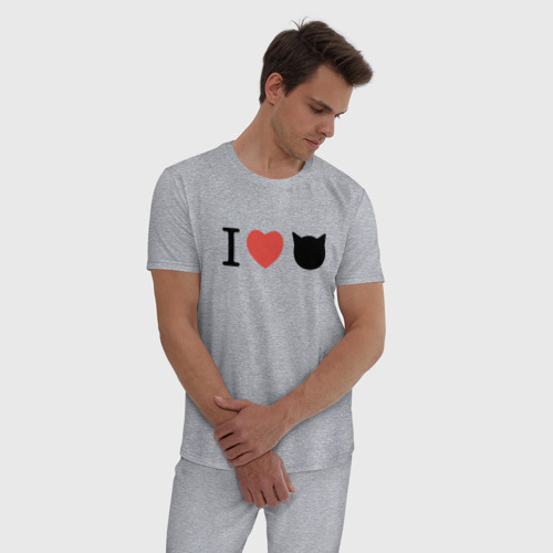 Мужская пижама хлопок с принтом Любителям котиков, фото на моделе #1