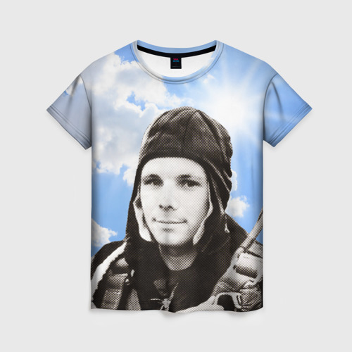 Женская футболка 3D Летчик космонавт Юра Гагарин, цвет 3D печать