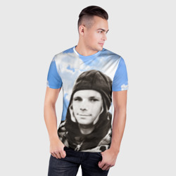 Мужская футболка 3D Slim Летчик космонавт Юра Гагарин - фото 2