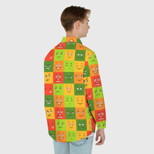 Мужская рубашка oversize 3D с принтом Emotional little men, вид сзади #2