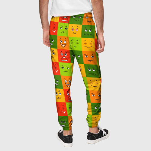Мужские брюки 3D с принтом Emotional little men, вид сзади #2