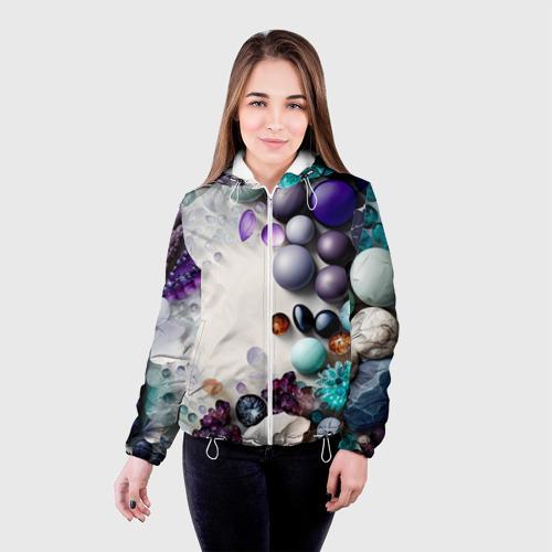 Женская куртка 3D Драгоценные камни, цвет белый - фото 3