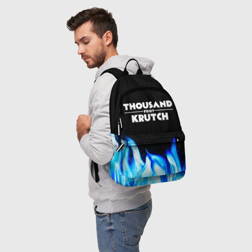 Рюкзак 3D с принтом Thousand Foot Krutch blue fire, фото на моделе #1