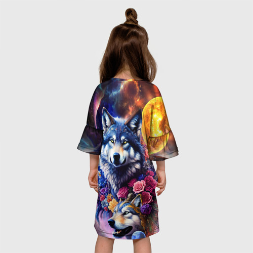 Детское платье 3D с принтом Звездные волки, вид сзади #2