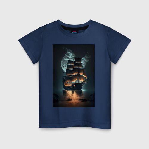 Детская футболка хлопок с принтом Летучий голландец, вид спереди #2