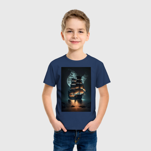 Детская футболка хлопок с принтом Летучий голландец, фото на моделе #1