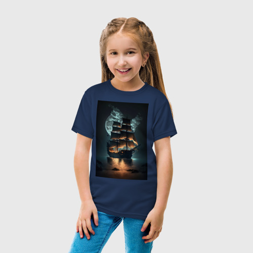 Детская футболка хлопок с принтом Летучий голландец, вид сбоку #3