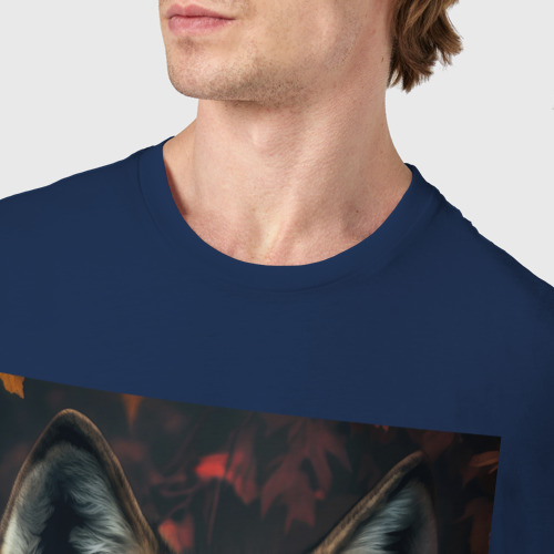 Мужская футболка хлопок с принтом Красивый лесной волк, фото #4