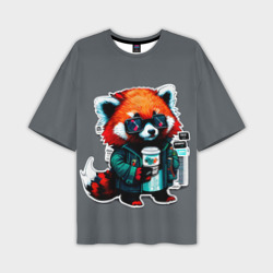 Мужская футболка oversize 3D Крутая красная панда