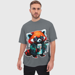 Мужская футболка oversize 3D Крутая красная панда - фото 2