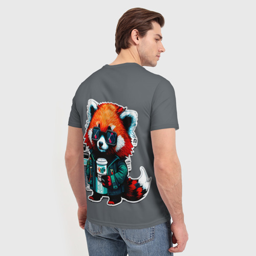 Мужская футболка 3D с принтом Крутая красная панда, вид сзади #2