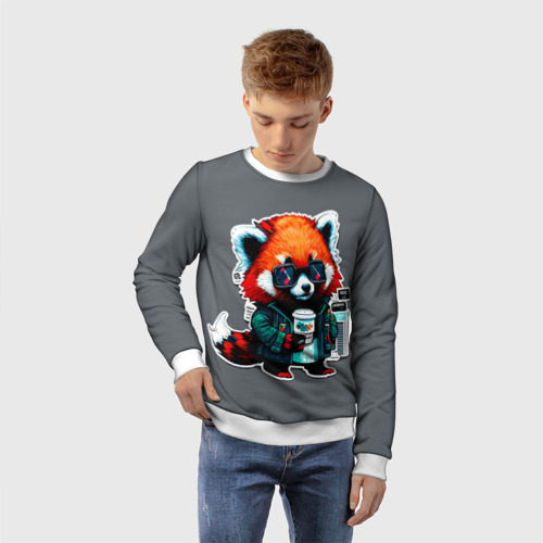 Детский свитшот 3D Крутая красная панда, цвет 3D печать - фото 3