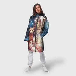 Женский дождевик 3D Девушка космонавт с рыжим котом - фото 2