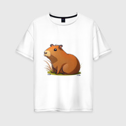 Женская футболка хлопок Oversize Cartoon capybara