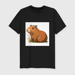 Мужская футболка хлопок Slim Cartoon capybara