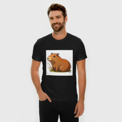 Мужская футболка хлопок Slim Cartoon capybara - фото 2
