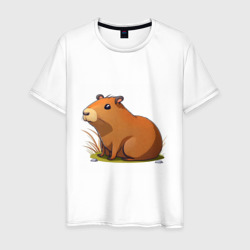 Cartoon capybara – Мужская футболка хлопок с принтом купить со скидкой в -20%